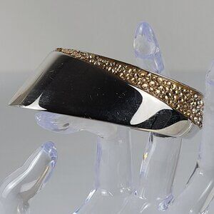 Vtg. Prabal Gurung X Swarovoski Cuff Bracelet Silver-Tone Champagne Crystal 7"